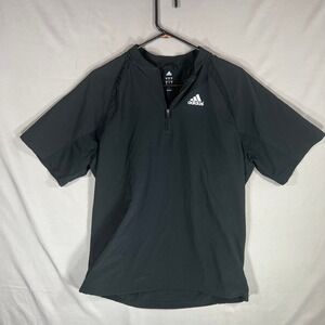 Adidas Men's Triple Stripe Short Sleeve Batting Jacket Black Medium Baseball